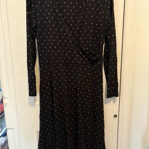Old Navy Black Long Sleeve Dress with Polka Dots